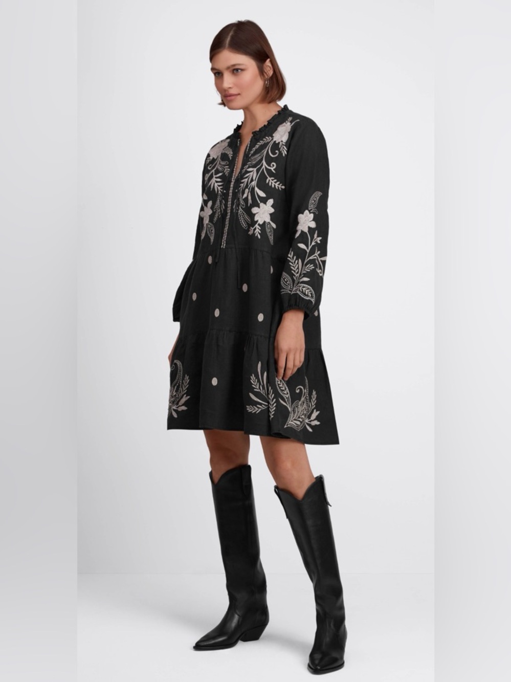 Johnny Was Frankie Tiered Field Dress - Black